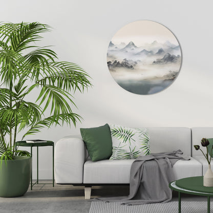 HIDDEN TEMPLE MIST Round Wall Art