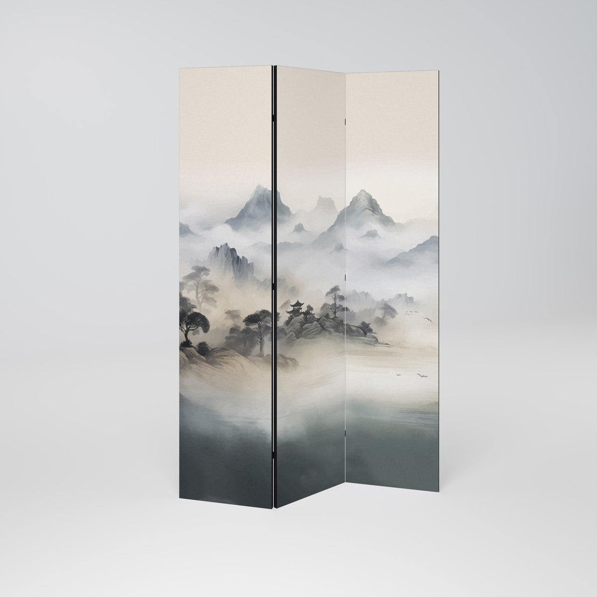 HIDDEN TEMPLE MIST Decorative 3-Panel Room Divider