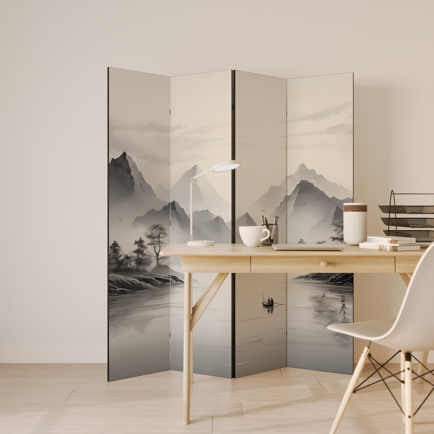 Divisorio decorativo per ambienti ASIAN VENTURE a 4 pannelli