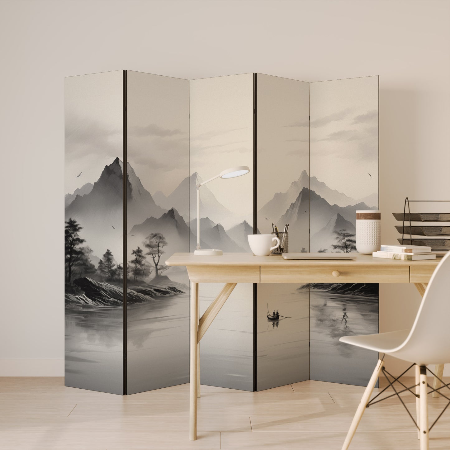 Divisorio decorativo per ambienti ASIAN VENTURE a 5 pannelli