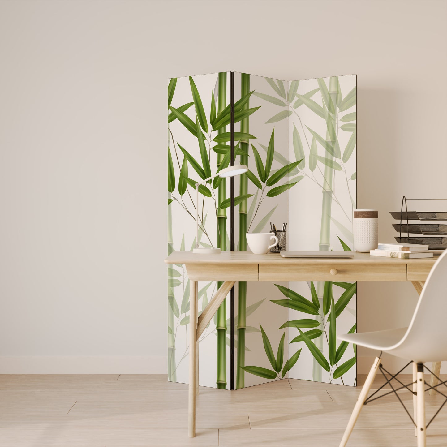SERENE BAMBOO WHISPERS Divisorio decorativo per ambienti a 3 pannelli