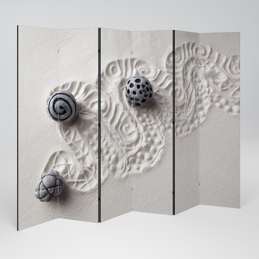 SAND SCULPTED SERENITY Divisorio decorativo per ambienti a 6 pannelli