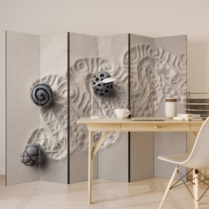 SAND SCULPTED SERENITY Divisorio decorativo per ambienti a 6 pannelli