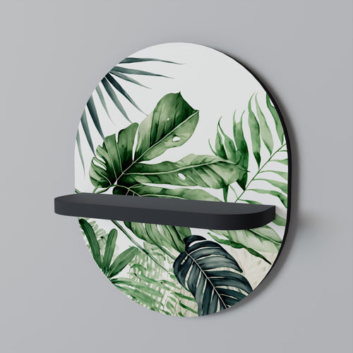 MONSTERA DREAM Oval Art Shelf In Black Finish