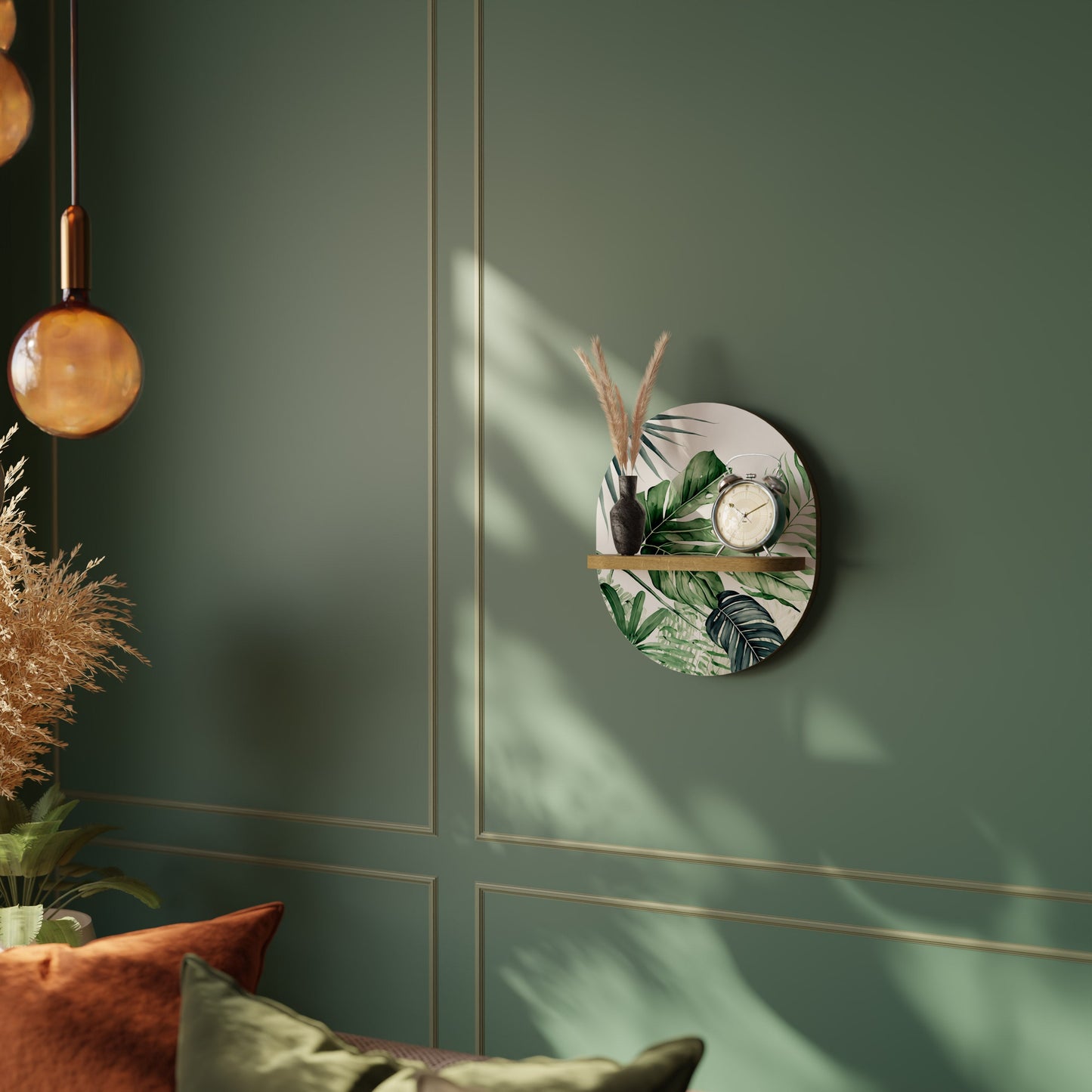 MONSTERA DREAM Mensola ovale per opere d'arte in effetto rovere