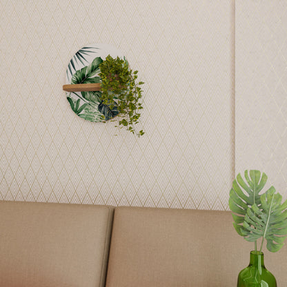 MONSTERA DREAM Mensola ovale per opere d'arte in effetto rovere
