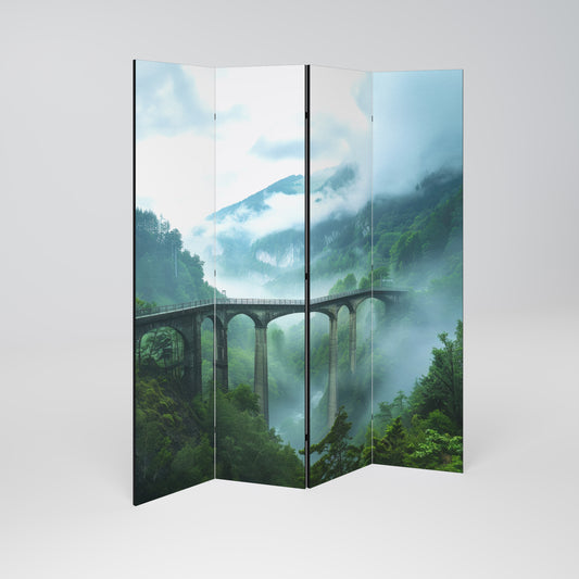 MISTY MOUNTAIN BRIDGES Divisorio decorativo per ambienti a 4 pannelli
