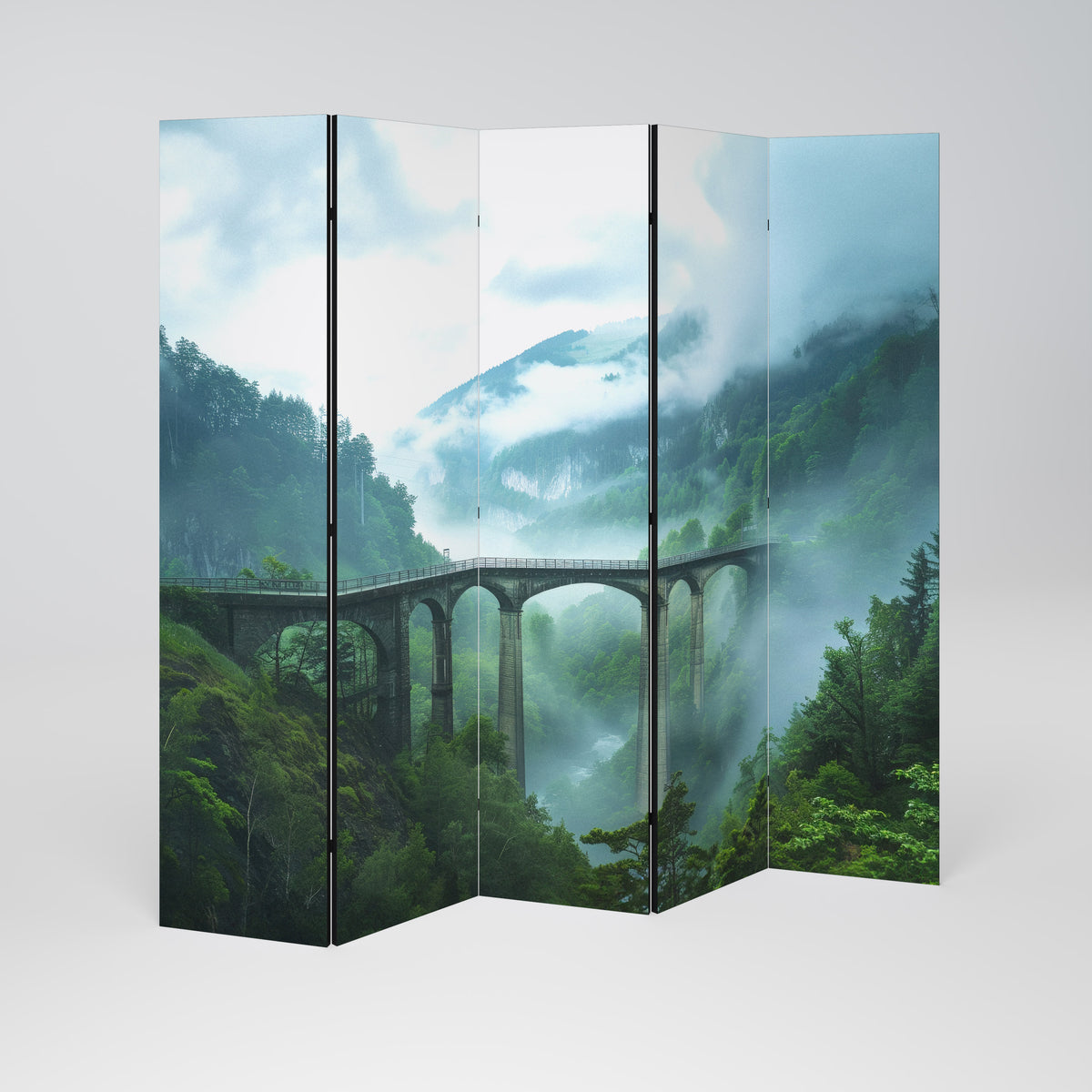MISTY MOUNTAIN BRIDGES Paravento Decorativo a 5 Pannelli