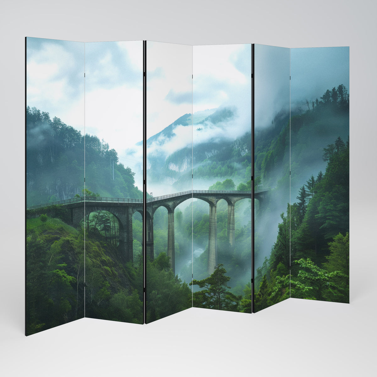 MISTY MOUNTAIN BRIDGES Paravento Decorativo a 6 Pannelli