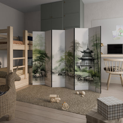 SCENA ARMONICA DI PAESAGGIO ACQUATICO Divisorio decorativo per ambienti a 6 pannelli