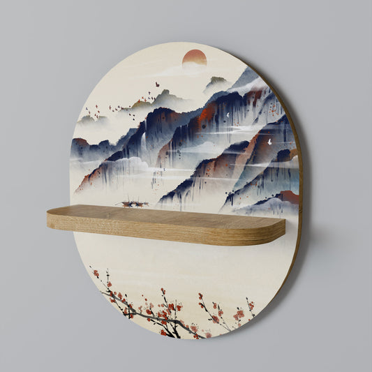 JAPANESE LANDSCAPE Mensola ovale in effetto rovere