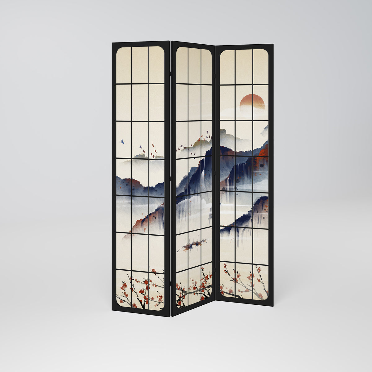 JAPANESE LANDSCAPE Paravento Decorativo a 3 Pannelli