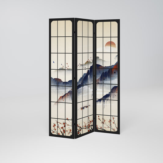 Divisorio decorativo per ambienti a 3 pannelli JAPANESE LANDSCAPE