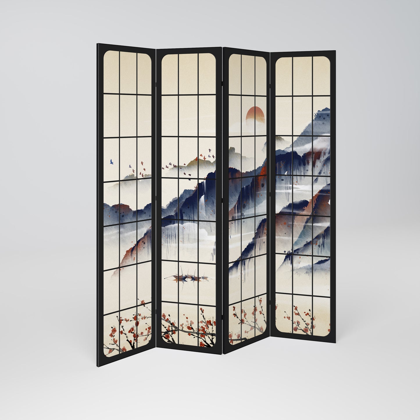 Divisorio decorativo per ambienti a 4 pannelli JAPANESE LANDSCAPE