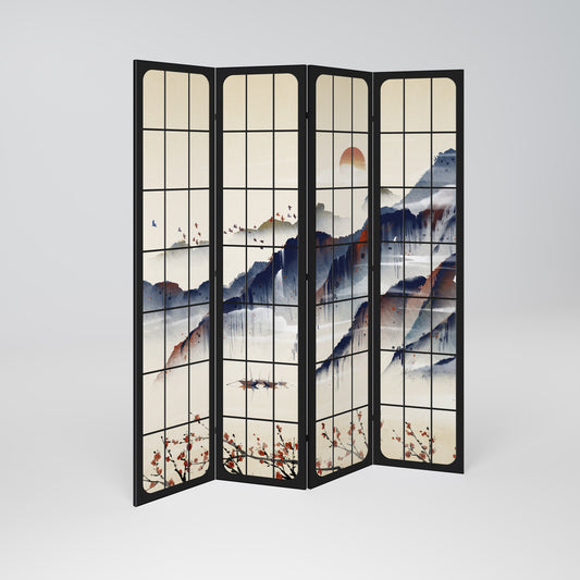 Divisorio decorativo per ambienti a 4 pannelli JAPANESE LANDSCAPE