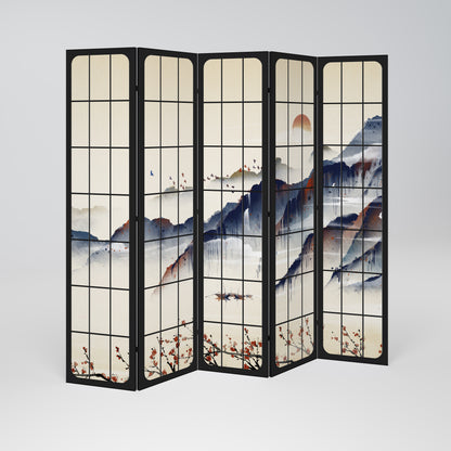 Divisorio decorativo per ambienti a 5 pannelli JAPANESE LANDSCAPE