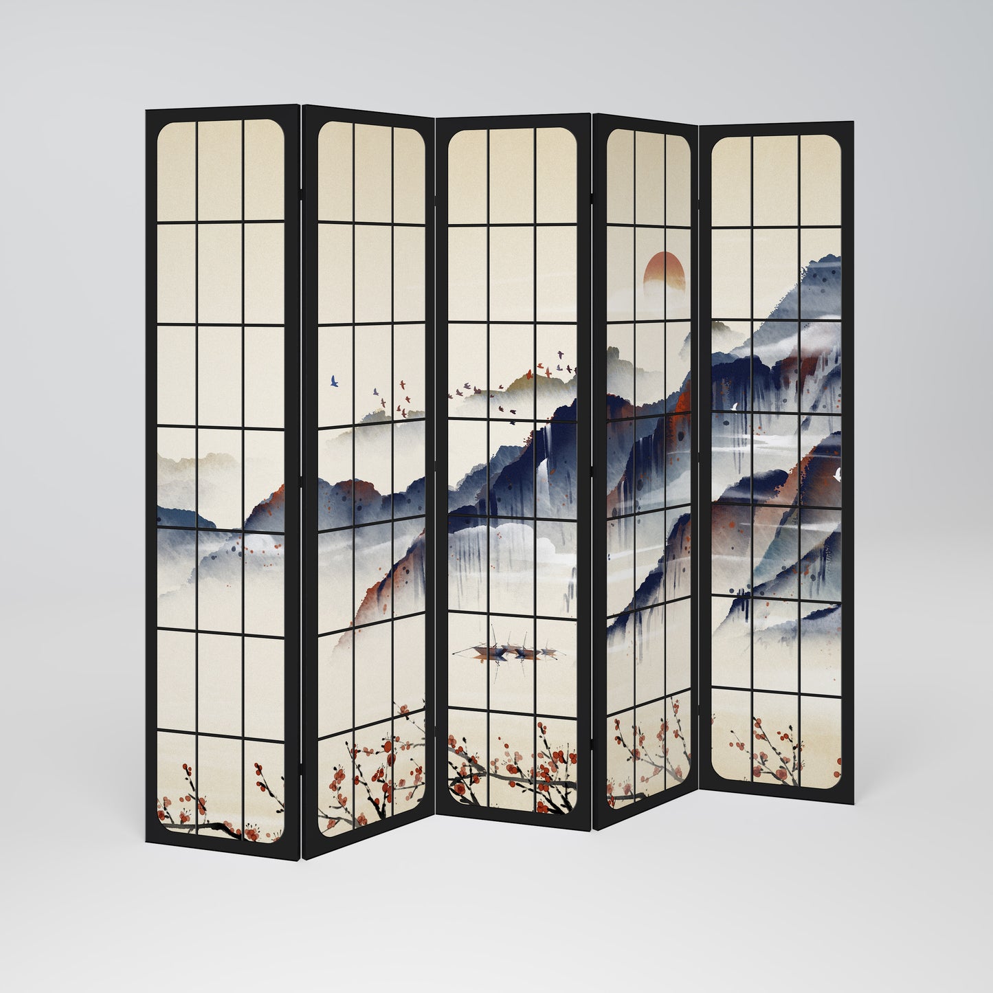 Divisorio decorativo per ambienti a 5 pannelli JAPANESE LANDSCAPE