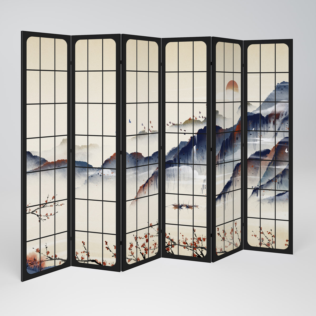 JAPANESE LANDSCAPE Paravento Decorativo a 6 Pannelli
