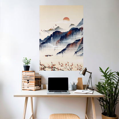 Poster verticale staccabile e attaccabile PAESAGGIO GIAPPONESE