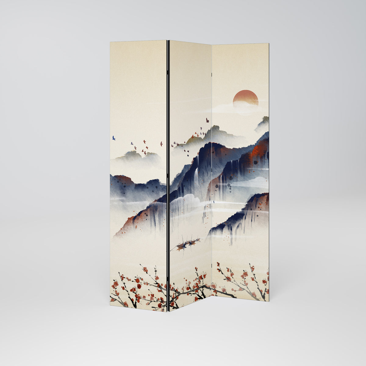 ORIENTAL LANDSCAPE Paravento Decorativo a 3 Pannelli