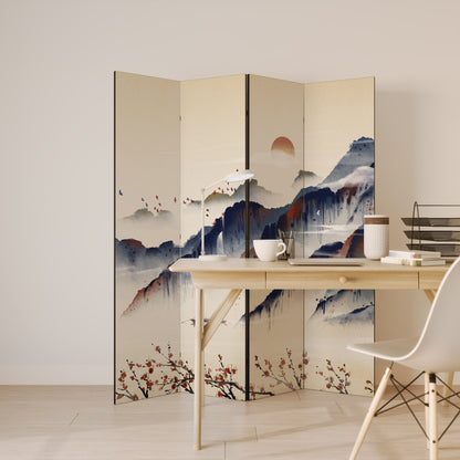 ORIENTAL LANDSCAPE - Divisorio decorativo per ambienti a 4 pannelli