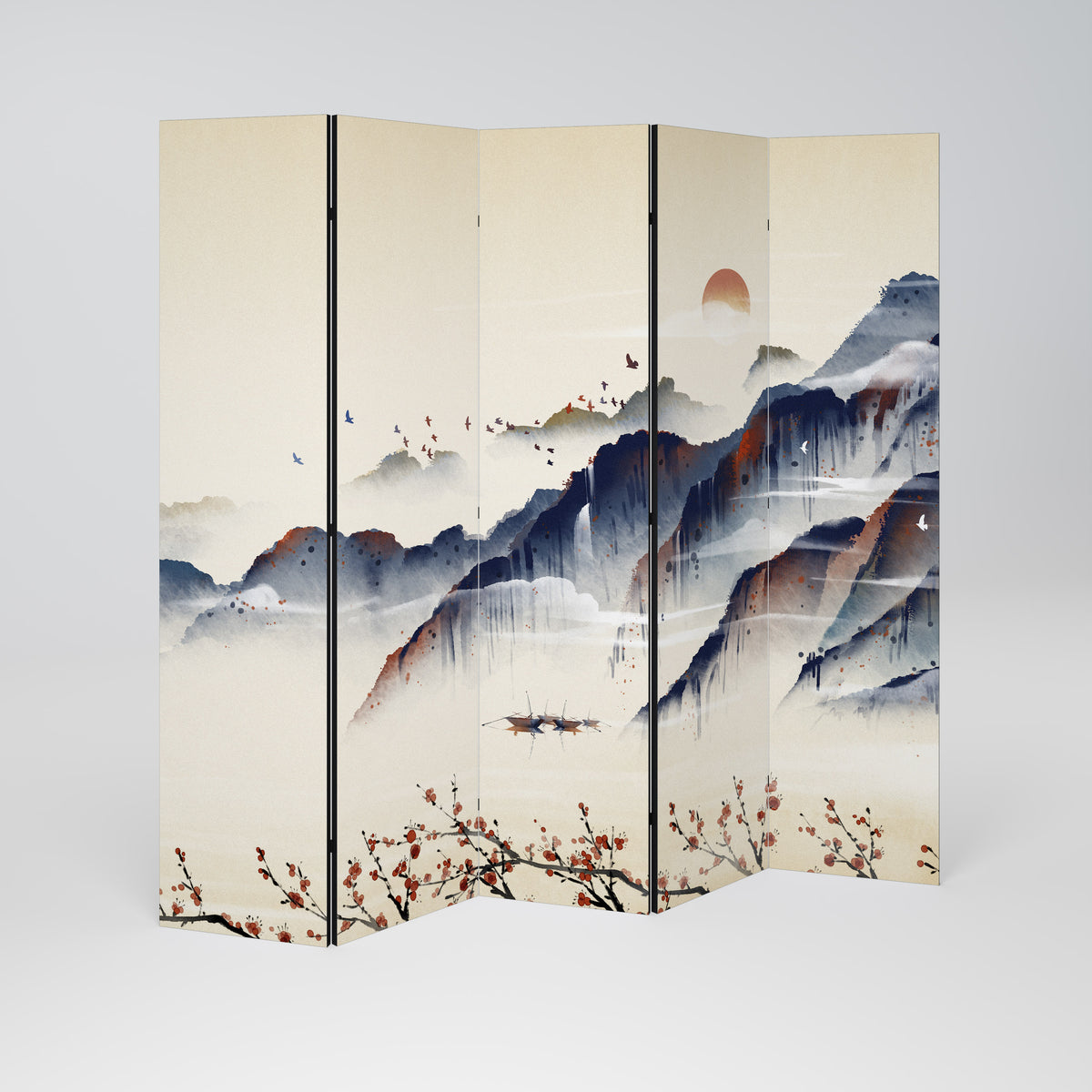 ORIENTAL LANDSCAPE Paravento Decorativo a 5 Pannelli