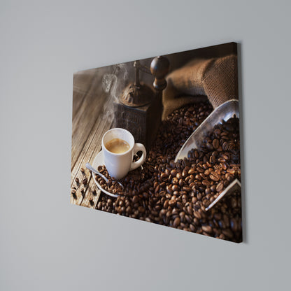 STEAMING BREWED DELIGHT Stampa su tela orizzontale