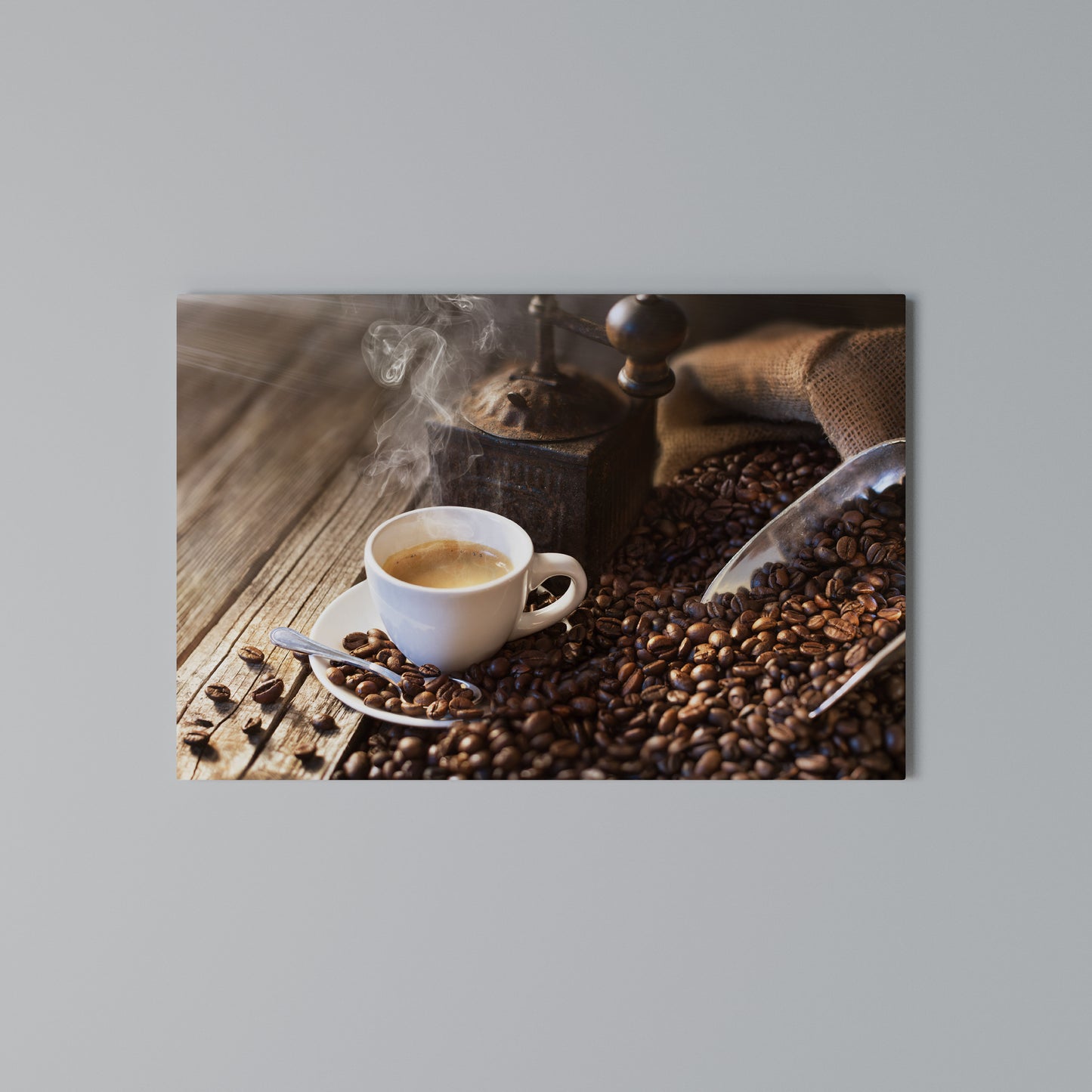 STEAMING BREWED DELIGHT Stampa su tela orizzontale