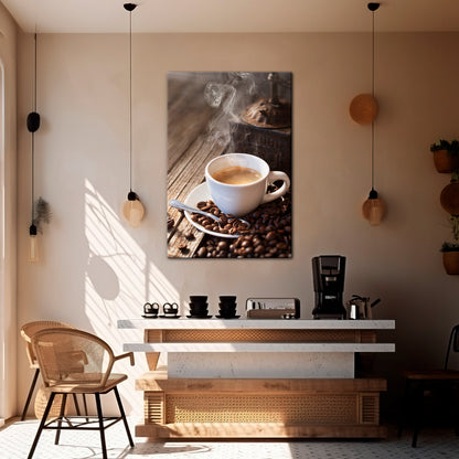 STEAMING BREWED DELIGHT Stampa su tela verticale