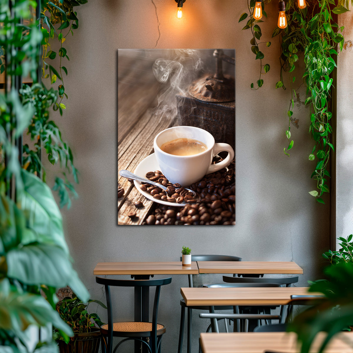 STEAMING BREWED DELIGHT Stampa su tela verticale
