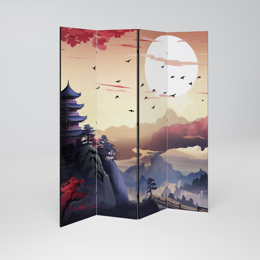 Divisorio decorativo per ambienti a 4 pannelli JAPANESE AURA