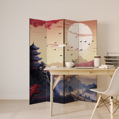 Divisorio decorativo per ambienti a 4 pannelli JAPANESE AURA