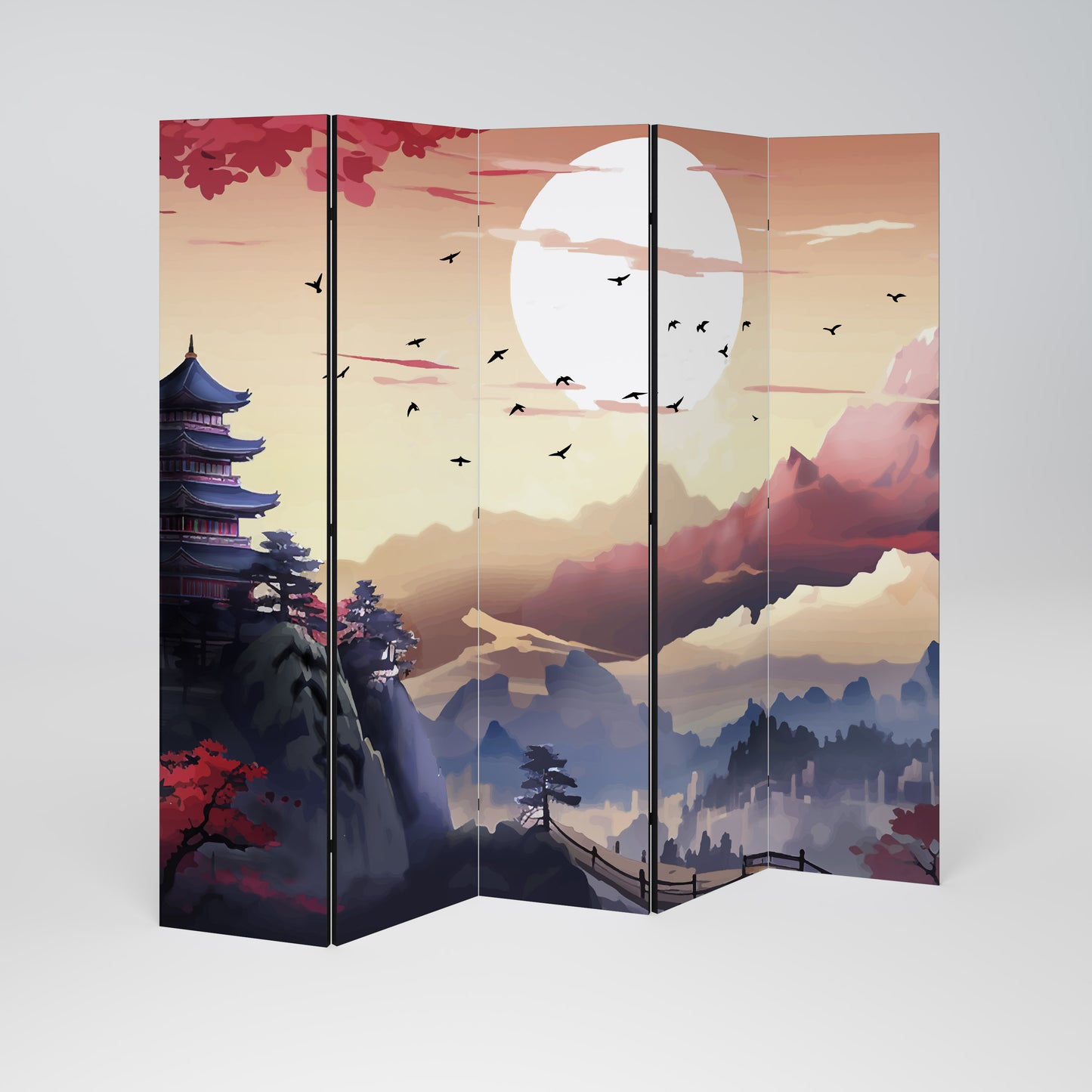 Divisorio decorativo per ambienti a 5 pannelli JAPANESE AURA