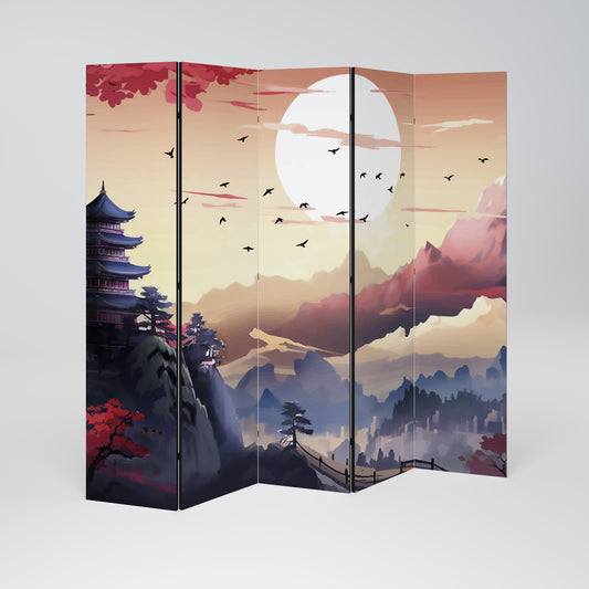 Divisorio decorativo per ambienti a 5 pannelli JAPANESE AURA