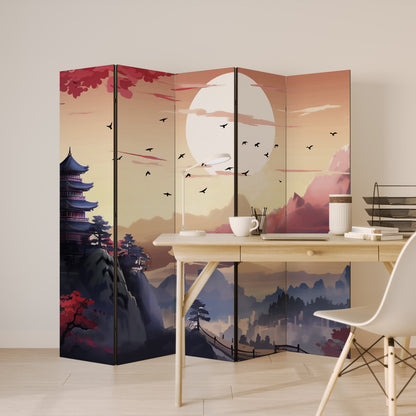 Divisorio decorativo per ambienti a 5 pannelli JAPANESE AURA