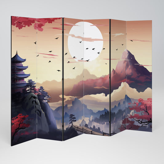 Divisorio decorativo per ambienti a 6 pannelli JAPANESE AURA