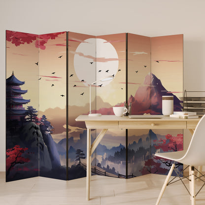 Divisorio decorativo per ambienti a 6 pannelli JAPANESE AURA