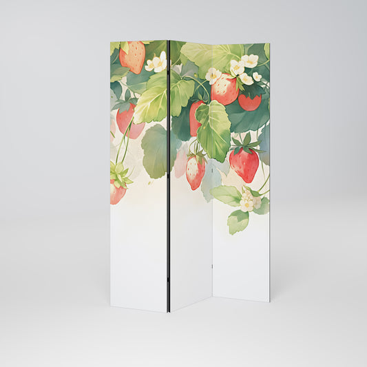 STRAWBERRY DREAMSCAPE - Divisorio decorativo per ambienti a 3 pannelli