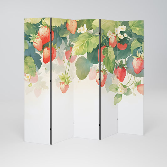 STRAWBERRY DREAMSCAPE - Divisorio decorativo per ambienti a 5 pannelli