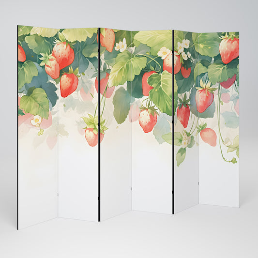STRAWBERRY DREAMSCAPE - Divisorio decorativo per ambienti a 6 pannelli
