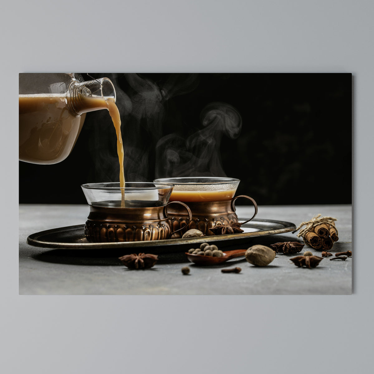 STEAMING SIPS OF SERENITY Stampa su tela orizzontale
