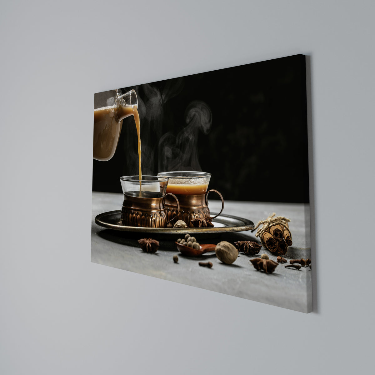 STEAMING SIPS OF SERENITY Stampa su tela orizzontale