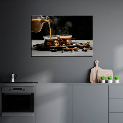 STEAMING SIPS OF SERENITY Stampa su tela orizzontale