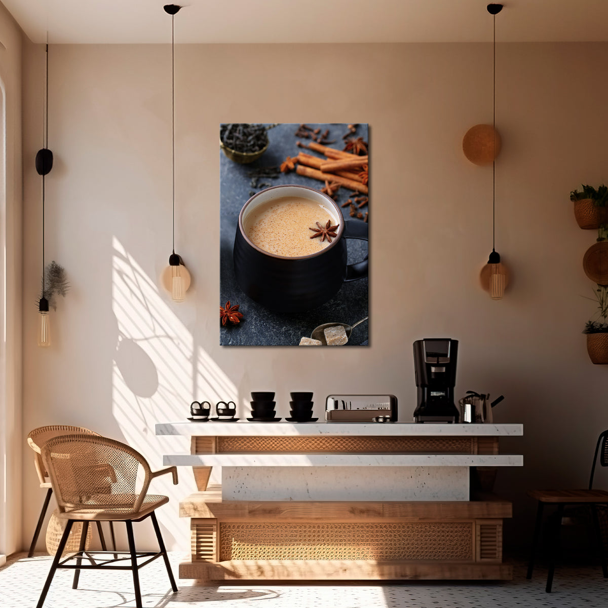 WARMTH IN A CUP Stampa su tela verticale