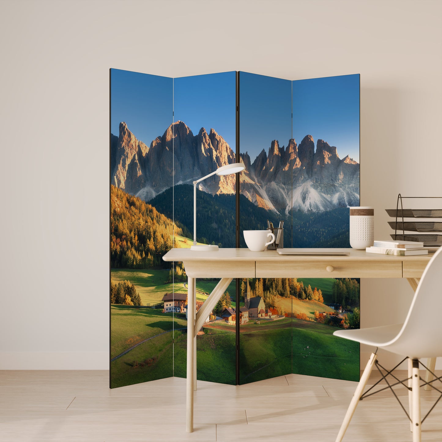 MOUNTAIN DREAMSCAPE - Divisorio decorativo per ambienti a 4 pannelli
