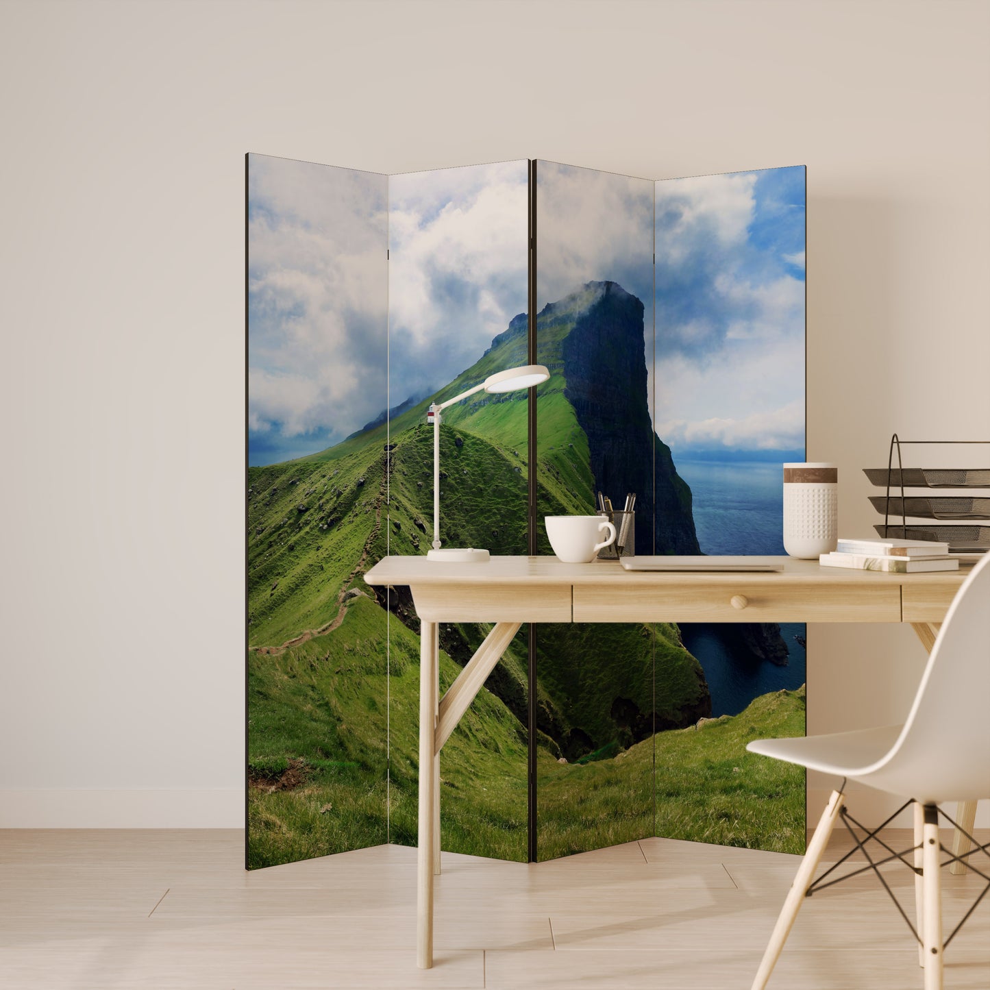 CLIFFS OF TRANQUILITY - Divisorio decorativo per ambienti a 4 pannelli