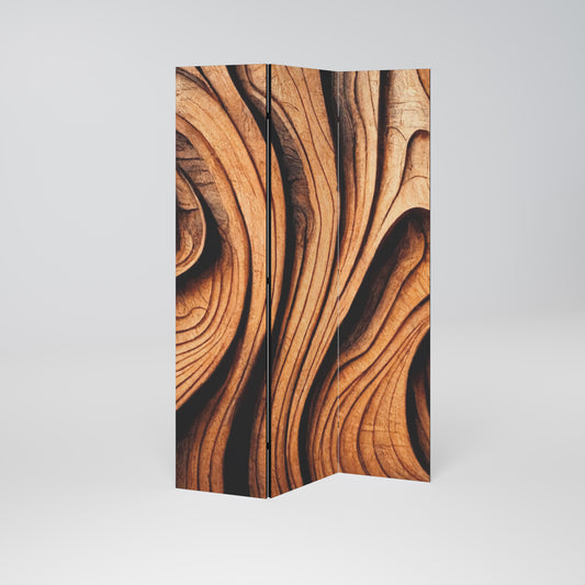WOODEN WAVES UNFOLDED Divisorio decorativo per ambienti a 3 pannelli