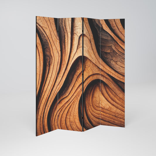 WOODEN WAVES UNFOLDED Divisorio decorativo per ambienti a 4 pannelli