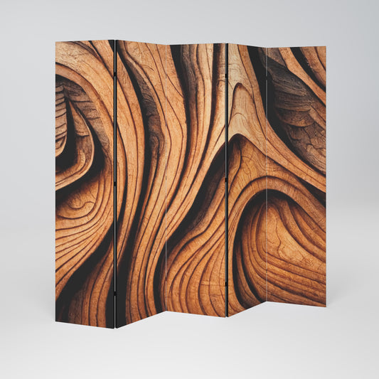 WOODEN WAVES UNFOLDED Divisorio decorativo per ambienti a 5 pannelli