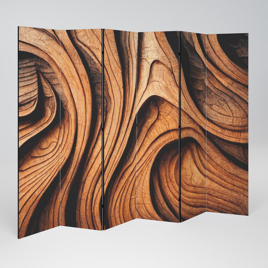WOODEN WAVES UNFOLDED Divisorio decorativo per ambienti a 6 pannelli